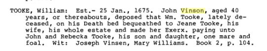 John Vinson age 40 on 25 Jan 1675